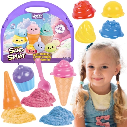 Woopie kinetisch zand – ijssalon-set in koffertje (13 delen)