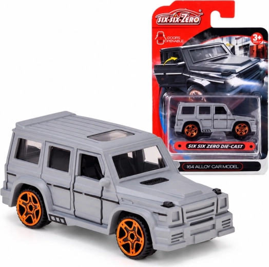 Metalen terreinwagen met openslaande deuren in schaal 1:64