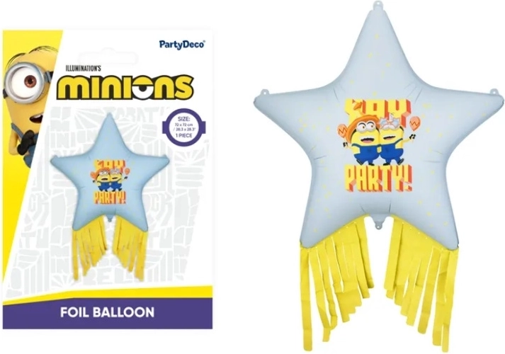 Folieballon ster Minions met kwastjes 72 × 72 cm - 1 stuk