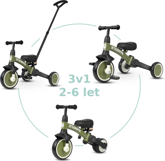 QPLAY driewieler Stager 3-in-1 groen