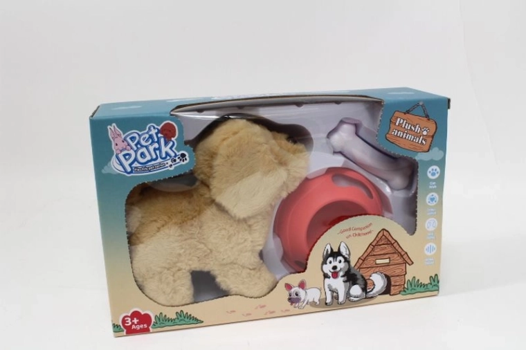 Hondje op batterijen met voerbakje