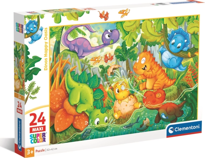 Clementoni puzzel gelukkige dinosaurus-oase, maxi 24 stukjes
