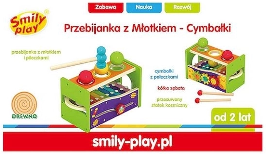 Smilp houten hamerspel met hamertje en xylofoon