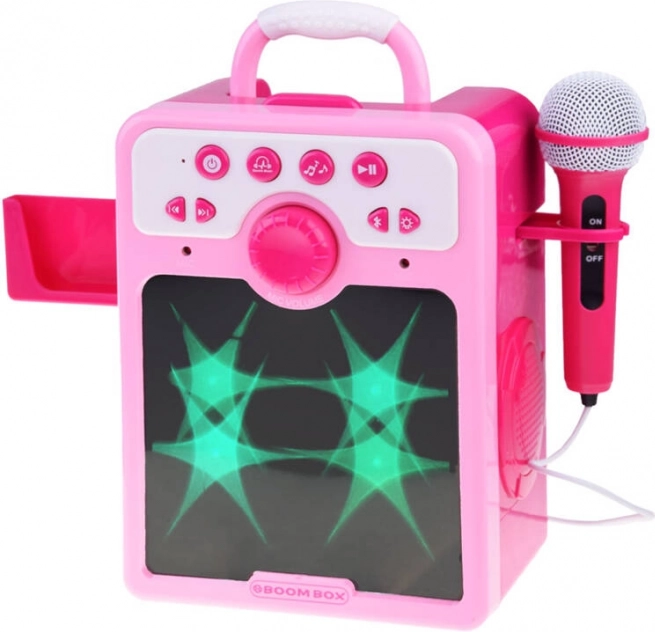 Roze kinderboombox met microfoon