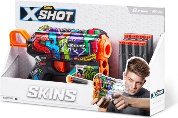 ZURU X-Shot Skins Flux pistool voor foam darts, 8 pijltjes