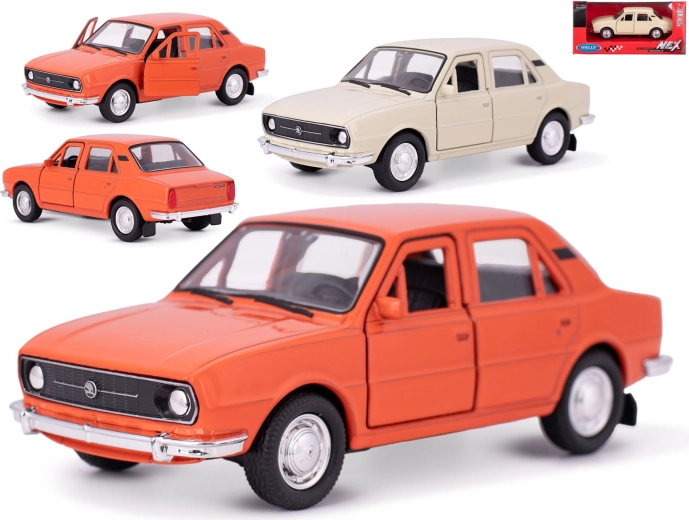 Metalen automodel Škoda 105L 1976 met pull-back aandrijving – Welly 1:36