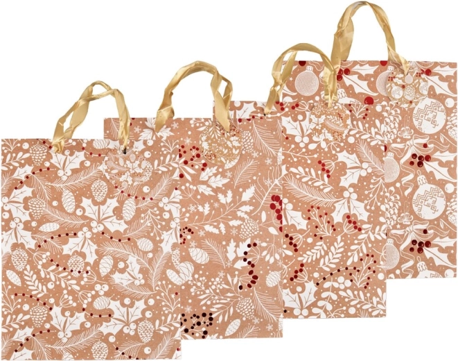 Kerstpapieren cadeautas met reliëfdruk 26 × 10 × 32 cm (4 varianten)