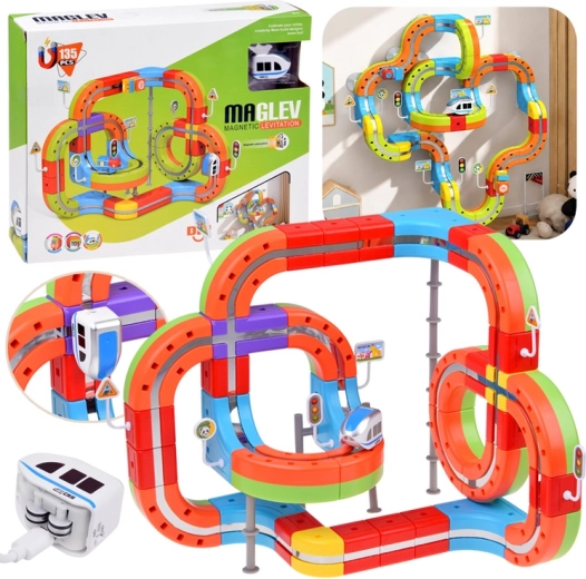 Magnetische bouwset met baan voor treintje (135 onderdelen)