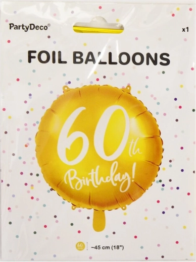 Folieballon cijfer 60 goud 45 cm
