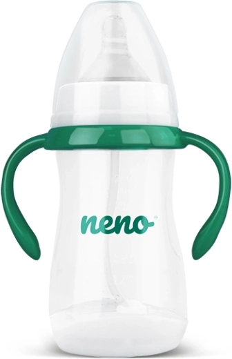 Neno antikramp babyfles 240 ml, 3m+ met rietje en handvatten