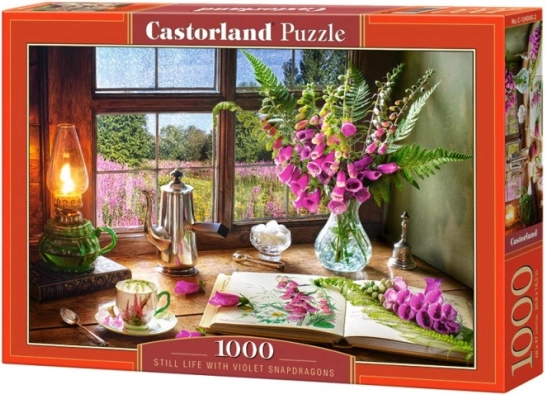 Puzzel 1000 stukjes - Stilleven met paarse leeuwenzoentjes
