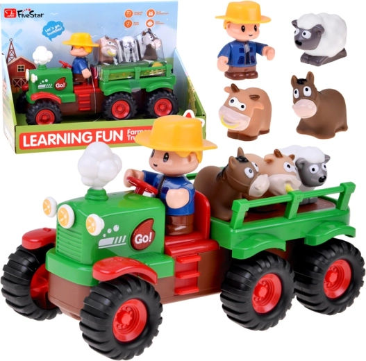 Interactieve boerderijtractor met aanhanger, diertjes, licht en geluid