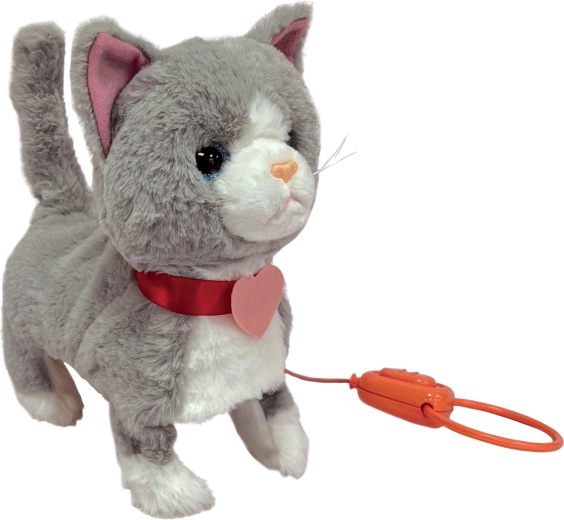 Pluchen kat Mili aan de lijn