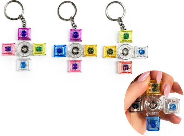 Sensorische klik-sleutelhanger met spinner en licht - 1 stuk