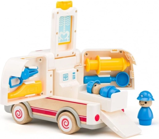 Geluid ambulance met brancard en reddingsuitrusting
