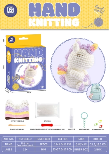 Creatieve set voor het maken van een knuffel van garen – eenhoorn