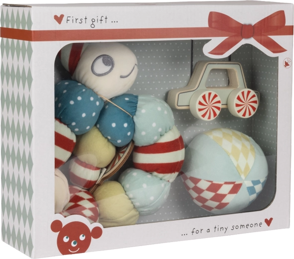 Sensorische cadeauset met rups, bal en autootje van Micki