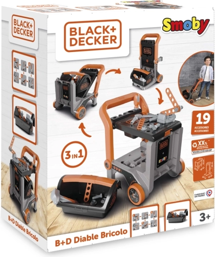 Black+Decker kinderwerkplaatswagen 3-in-1 met gereedschapskist