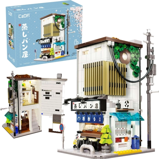 CaDA bouwset Japans gestoomde-broodjeswinkel met LED-verlichting, 1108 onderdelen