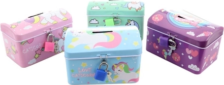 Metalen spaarpot eenhoorn met slot