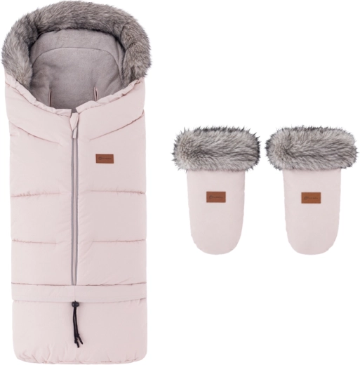 PETITE&MARS wintervoetenzak Arctic 4v1 met wanten voor kinderwagen Fjora Rose Petal - 2 stuks