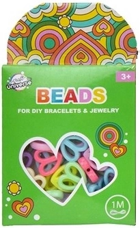Set gekleurde kralen hartjes met koord 1 m