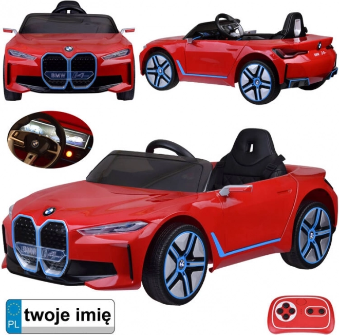 Elektrische kinderauto BMW i4 met afstandsbediening – Rood