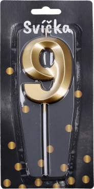 Gouden feestkaars - nummer 9