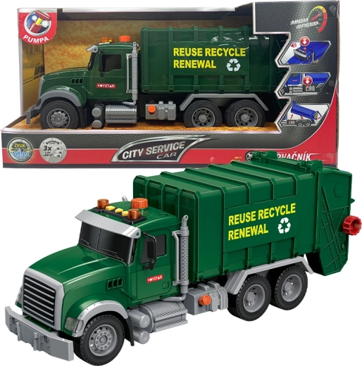 Groene vuilniswagen Sparkys City Service Car 1:14
