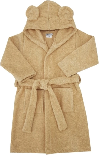 EKO kinderbadjas van katoen met capuchon en oortjes, beige (maat 80–86)