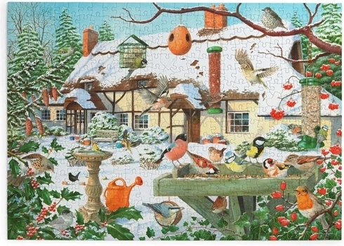House of Puzzles Wintervoedering voor vogels puzzel met 500 extra grote stukjes