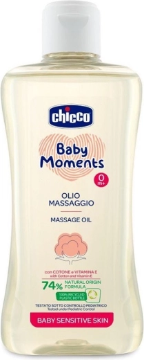 Chicco massage-olie voor melkkorst met katoen en vitamine E, Baby Moments Sensitive 200 ml
