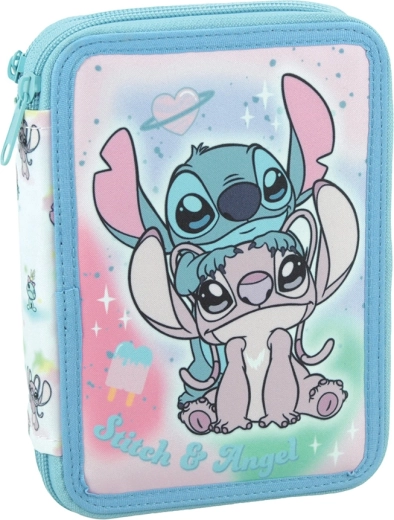 Uitgerust tweevaks Disney Stitch & Angel-etui lichtblauw