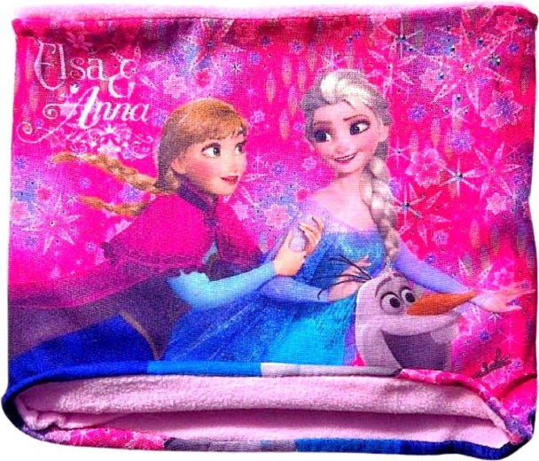 Roze kindersjaal Frozen met Elsa, Anna en Olaf