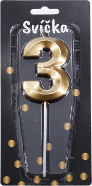 Feestkaars cijfer 3 Goud