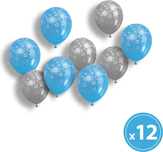 Set kerstballonnen blauw-zilver, 12 stuks