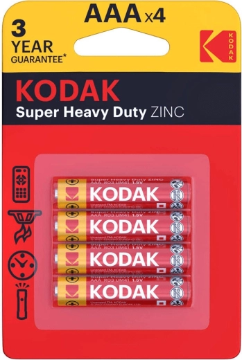 Kodak Heavy Duty zinkbatterij AAA (micropen) 1,5 V – verpakking 4 stuks