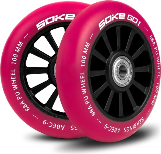 SOKE wielen voor step 100 mm robijnrood – set van 2 stuks