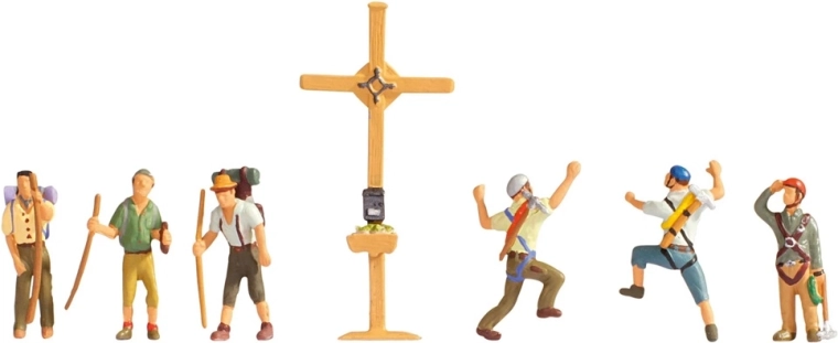 Noch set figuren bergwandelaars en kruis (H0)