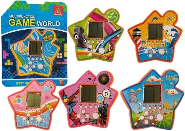 Zakformaat elektronische tetris-spel in stervorm – oranje