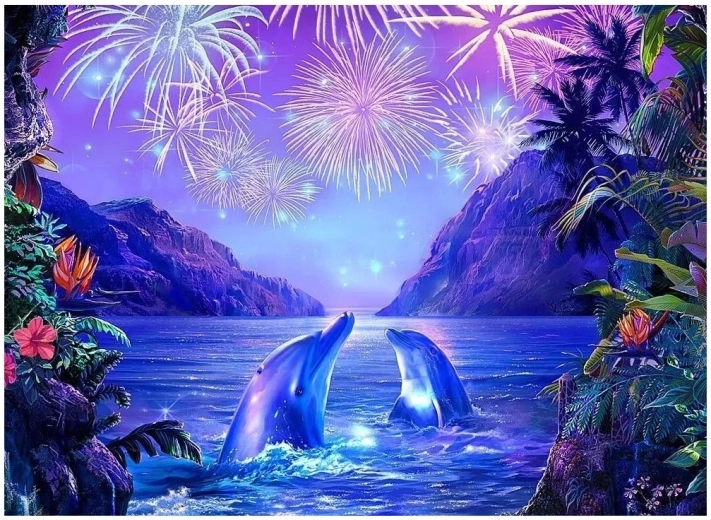 Diamond painting – dolfijnen 30 × 40 cm