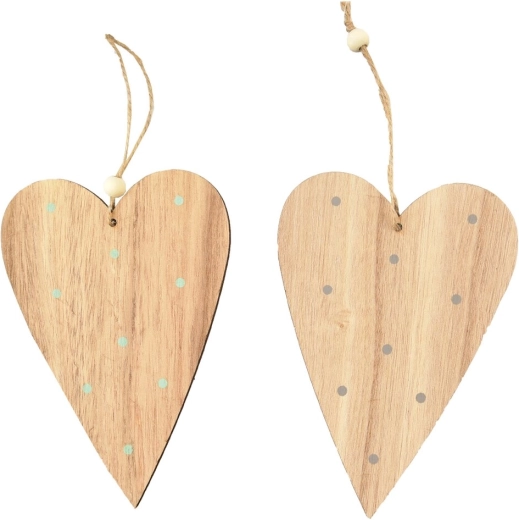 Houten hangend hart met stippen, bruin (2 varianten)