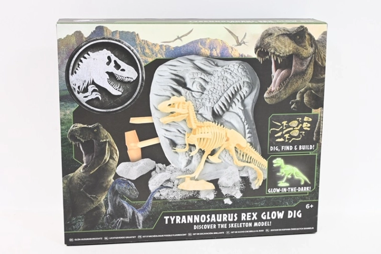 Jurassic World: T-Rex-skelet uitgraven, lichtgevend in het donker