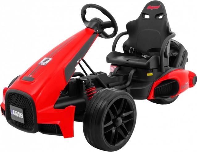 Elektrische kinder go-kart XR-1 rood met verstelbaar stuur en sportstoel
