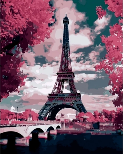 Schilderij om te schilderen op nummer op frame 40 × 50 cm Parijs – Eiffeltoren