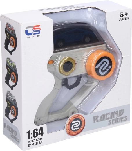 Mini RC-auto met afstandsbediening in de controller