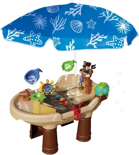 Woopie water tafel 2-in-1 piratenschip met parasol XL en bellenblazerset
