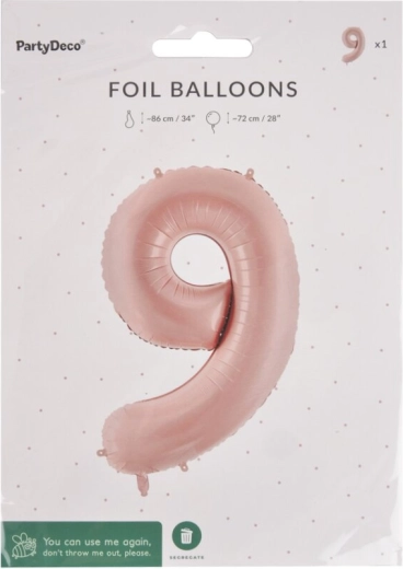Folieballon nummer 9 beige 72 cm