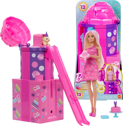 Barbie verjaardagssurprise met glijbaan – Party Unboxed set