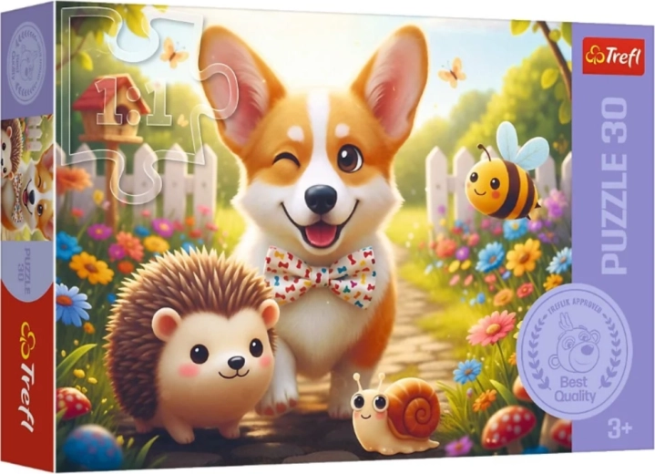 Puzzel 30 stukjes – Een dag met de corgi – Trefl